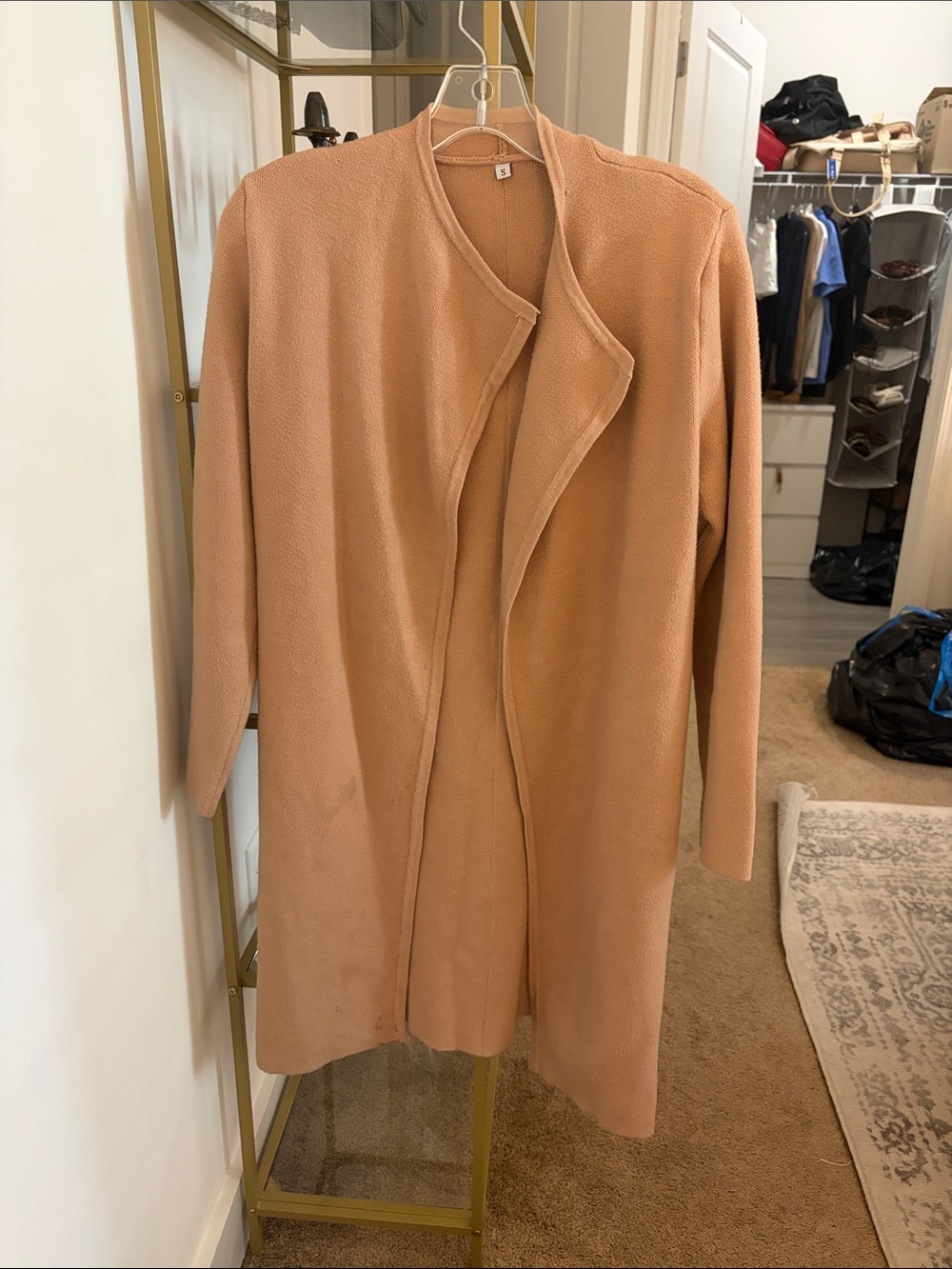 Women's Open-Front Long Sweater Cardigan - Camel